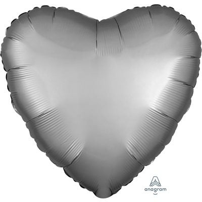 Ballon Décoratif Coeur Argent Satiné 18''