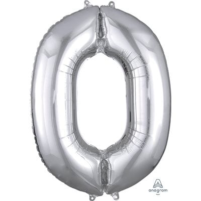 Silver Number 0 Decorative Balloon 26''x 35''
