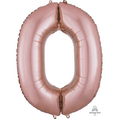 Rose Gold Number 0 Decorative Balloon 26''x 35''