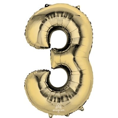 White Gold Number 3 Decorative Balloon 20''x 34''