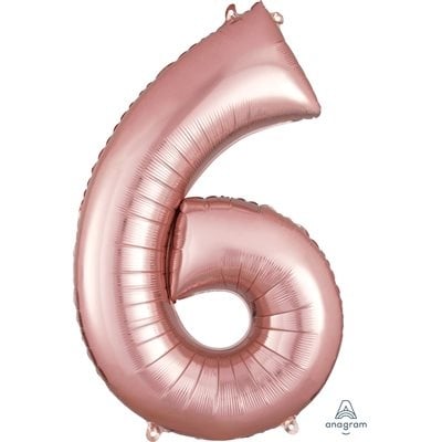 Rose Gold Number 6 Decorative Balloon 22''x 34''