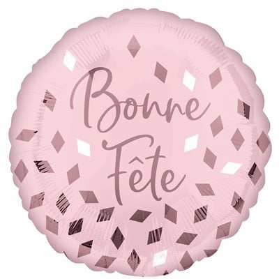 Pink Bonne Fête Decorative Balloon 18''