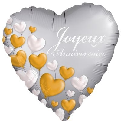 Joyeux Anniversaire Heart Decorative Balloon 18''