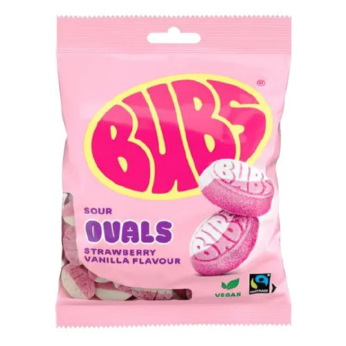 Bubs Strawberry Vanilla Sour Ovals 90g
