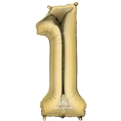 White Gold Number 1 Decorative Balloon 13''x 34''