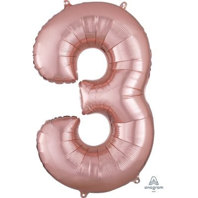 Rose Gold Number 3 Decorative Balloon 20''x 34''