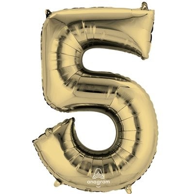 White Gold Number 5 Decorative Balloon 23''x 33''
