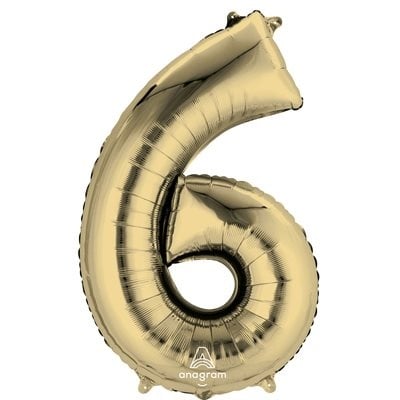 White Gold Number 6 Decorative Balloon 22''x 34''